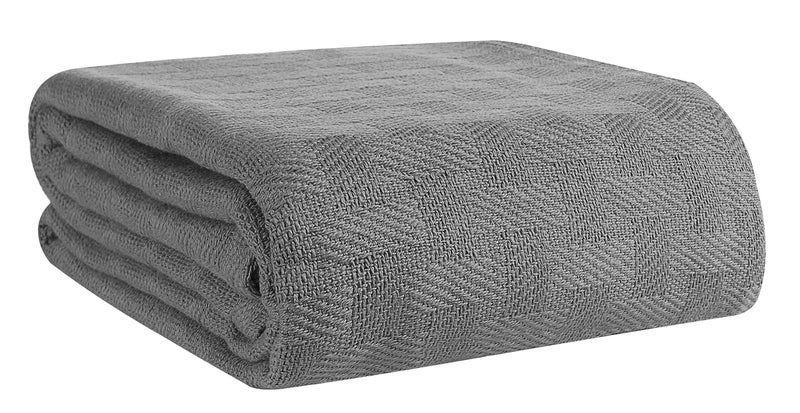 GLAMBURG 100% Cotton Breathable Bed Blanket Thermal Blankets Twin Size - Perfect for Layering Any Bed for All Season - Charcoal Grey - Image 1