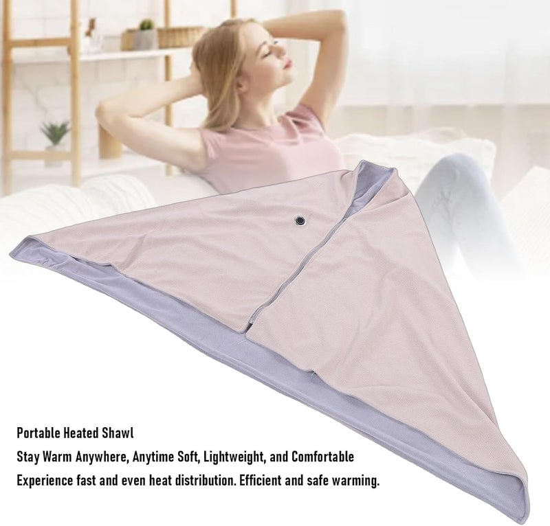 Electric Heated Blanket Shawl Lightweight Rapid Heating for Office Travel Creamy White - Image 5