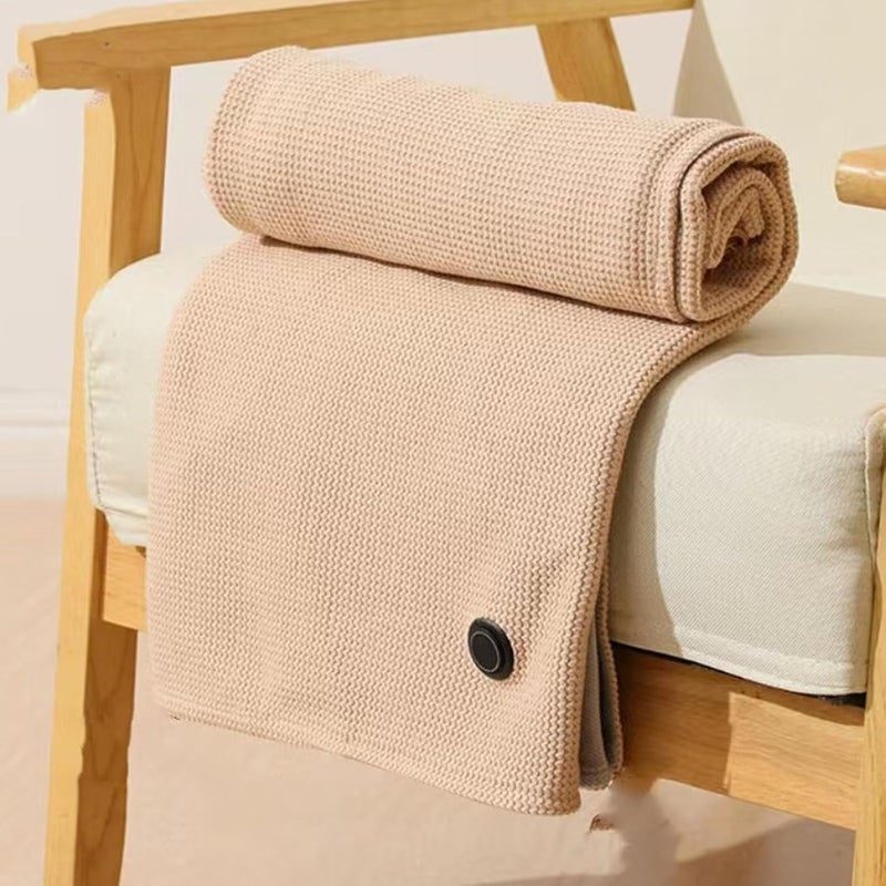 Electric Heated Blanket Shawl Lightweight Rapid Heating for Office Travel Creamy White - Image 2