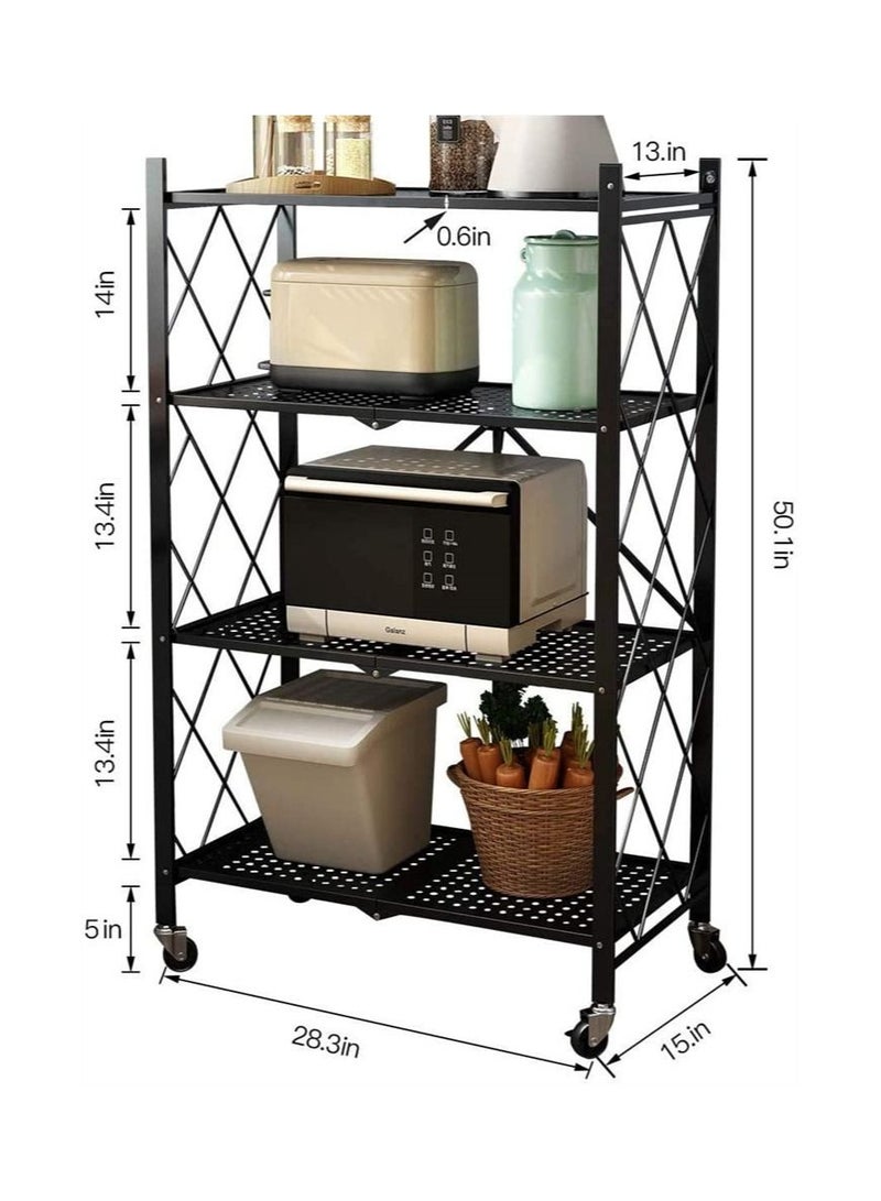 BLOOMING TIME 4 Layer Shelf Foldable Storage Shelving Unit with Wheels - Image 4