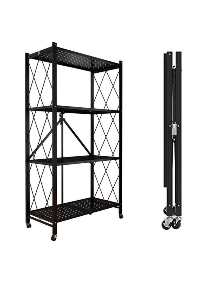 BLOOMING TIME 4 Layer Shelf Foldable Storage Shelving Unit with Wheels - Image 5