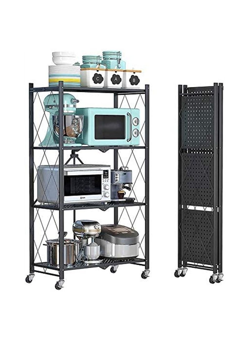 BLOOMING TIME 4 Layer Shelf Foldable Storage Shelving Unit with Wheels - Image 1