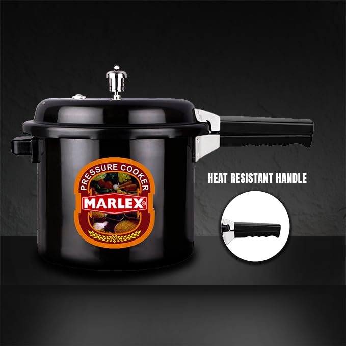 Marlex Regular Premium 16 Liter Pressure Cooker With Outer Lid Hard Anodized Aluminium Pressure Cooker Black For Healthy Cooking 5 Year Warranty - Image 3