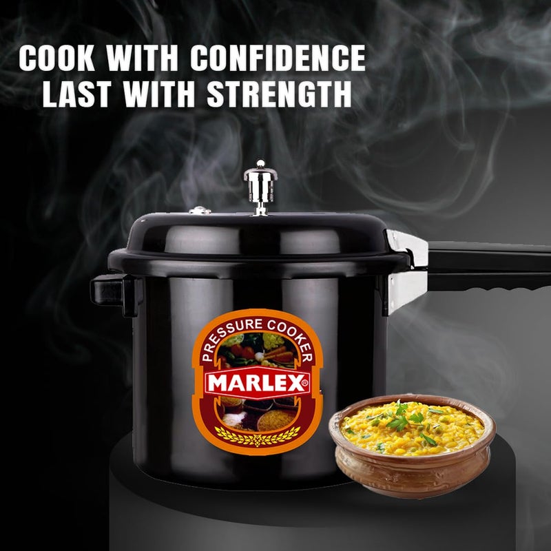 Marlex Regular Premium 16 Liter Pressure Cooker With Outer Lid Hard Anodized Aluminium Pressure Cooker Black For Healthy Cooking 5 Year Warranty - Image 2