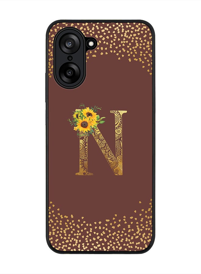 Stylizedd For OnePlus Nord CE5 / Ace 5 Racing Case,Slim fit Camera Protection, Shockproof Thin Phone cover  - Custom Floral Monogram - N  (Brown )