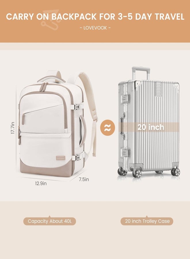 LOVEVOOK Travel Backpack For Women，4Pcs, Beige-dark Khaki, 18 Inch-4Pcs - Image 4