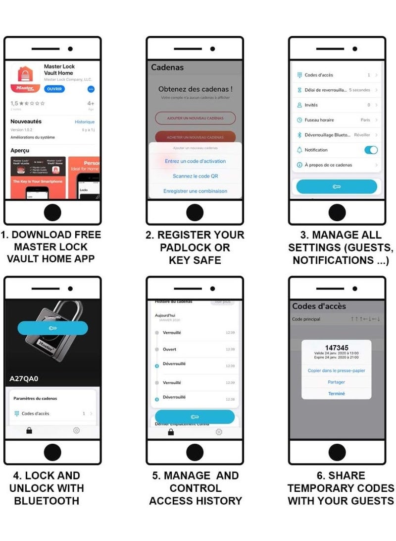 Master Lock Smart Key Safe with Bluetooth/Digital Code, External Key Storage Box with Lock, Model 5440EURD - Image 2