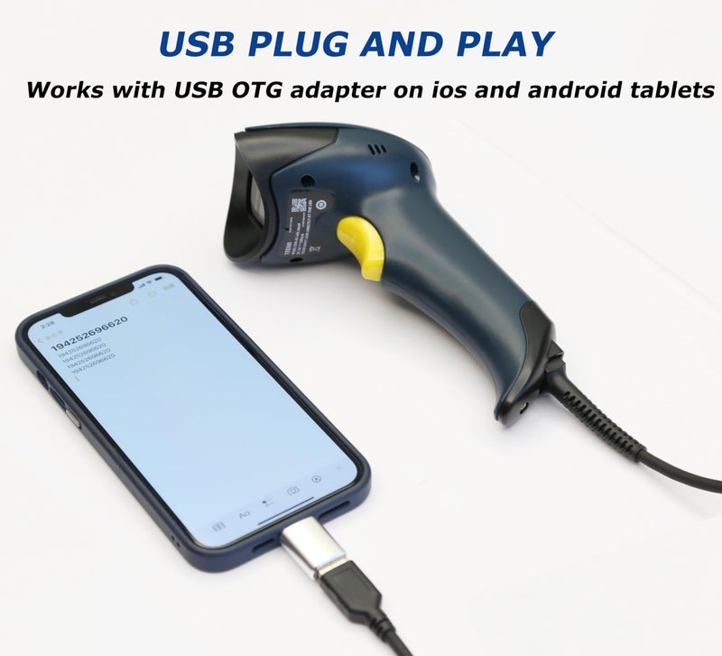 TEEMI 2D QR Barcode Scanner, USB Wired Virtual COM Port Handheld Omnidirectional Scanning, Digital Coupon Screen Code Driver License Scan for Mac OS and Android with OTG Adapter, Window PC, Linux - Image 3