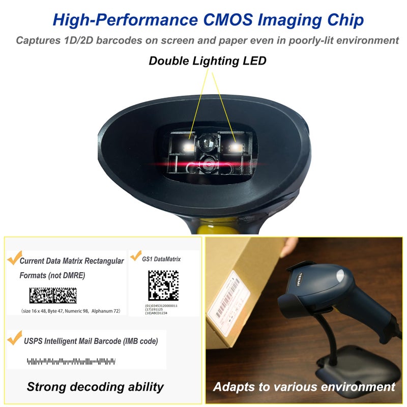 TEEMI 2D QR Barcode Scanner, USB Wired Virtual COM Port Handheld Omnidirectional Scanning, Digital Coupon Screen Code Driver License Scan for Mac OS and Android with OTG Adapter, Window PC, Linux - Image 4