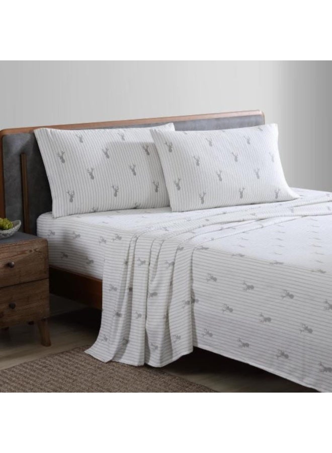 Eddie Bauer - Flannel Sheets Full Size, Anti-Pilling & Wrinkle Resistant Cotton, Touchably Soft for All-Season Comfort - Bed Sheets with Matching Pillowcases & Fitted Sheet (Deer Lodge Beige) - Image 3