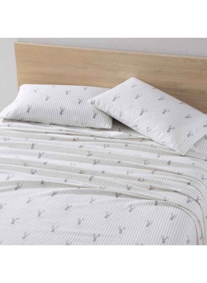 Eddie Bauer - Flannel Sheets Full Size, Anti-Pilling & Wrinkle Resistant Cotton, Touchably Soft for All-Season Comfort - Bed Sheets with Matching Pillowcases & Fitted Sheet (Deer Lodge Beige) - Image 4