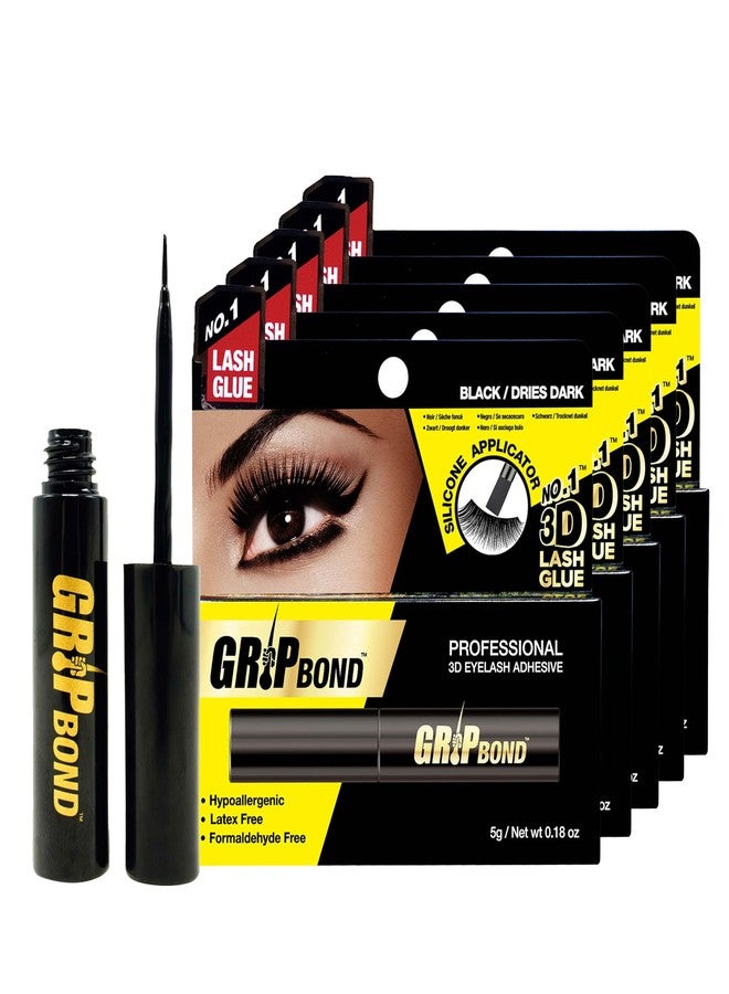 EBIN NEW YORK Grip Bond Eyelash Adhesive (Brush Type, Black/Dries Dark, 0.17 oz) - 5 Pack - Image 1