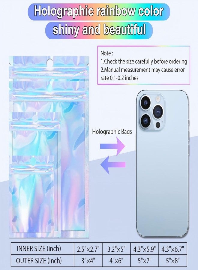 ANZNKU 150 Pack Holographic Bags 5 x 7 Inches, Resealable Smell Proof Bags Packaging Bag for Small Business, Holographic Sealable Baggie Zip Pouch for Food Storage, Candy, Jewelry Selling - Image 2
