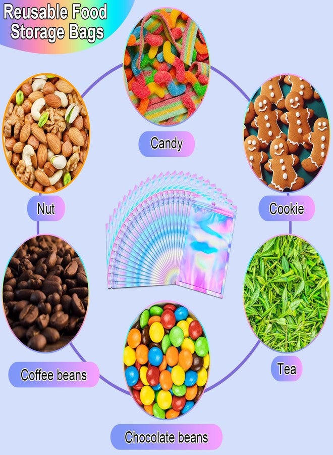 ANZNKU 150 Pack Holographic Bags 5 x 7 Inches, Resealable Smell Proof Bags Packaging Bag for Small Business, Holographic Sealable Baggie Zip Pouch for Food Storage, Candy, Jewelry Selling - Image 4
