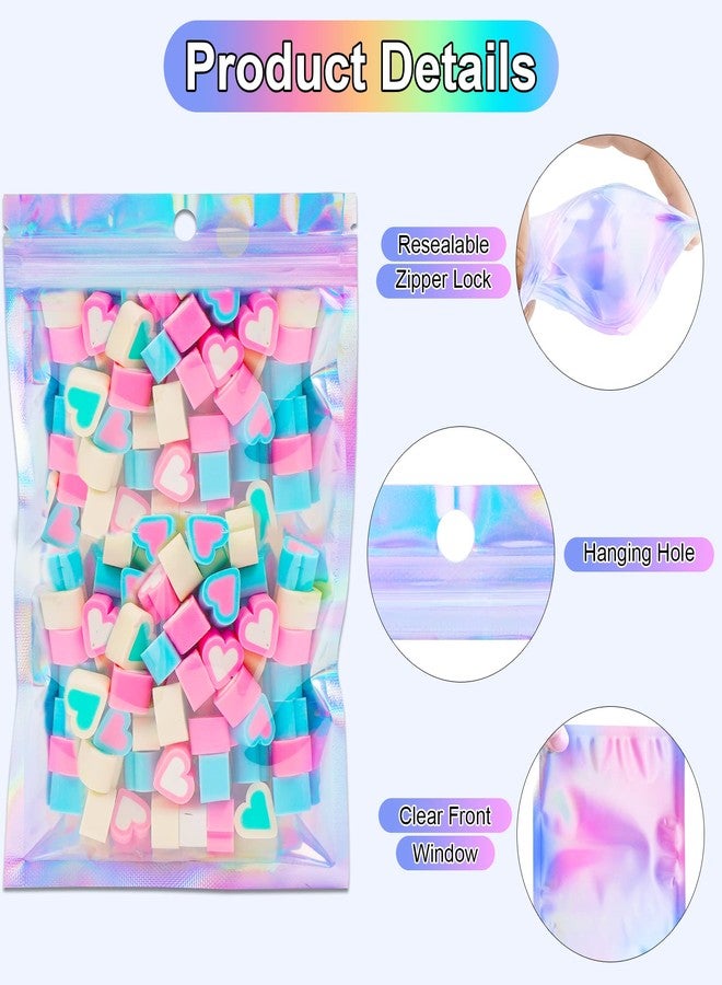 ANZNKU 150 Pack Holographic Bags 5 x 7 Inches, Resealable Smell Proof Bags Packaging Bag for Small Business, Holographic Sealable Baggie Zip Pouch for Food Storage, Candy, Jewelry Selling - Image 3