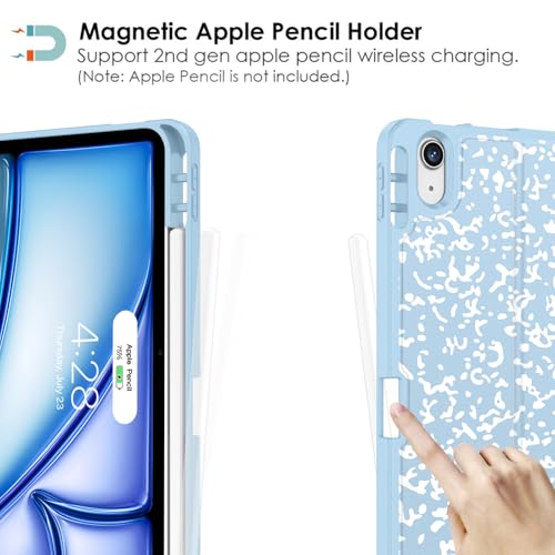 Supveco Case for iPad Air 11 Inch (M3 2025/M2 2024),iPad Air 5th/4th Generation 10.9 Inch 2022/2020 with Pencil Holder-[Auto Wake/Sleep],Premium Folio Stand Soft TPU Back Cover-Ice Blue - Image 3