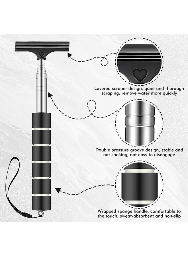 Quantum 2 PCS Car Mirror Squeegee, Retractable Car Rearview Mirror Wiper, Portable Auto Mirror Squeegee Cleaner for Car Mirror Raindrops (Black) - Image 3