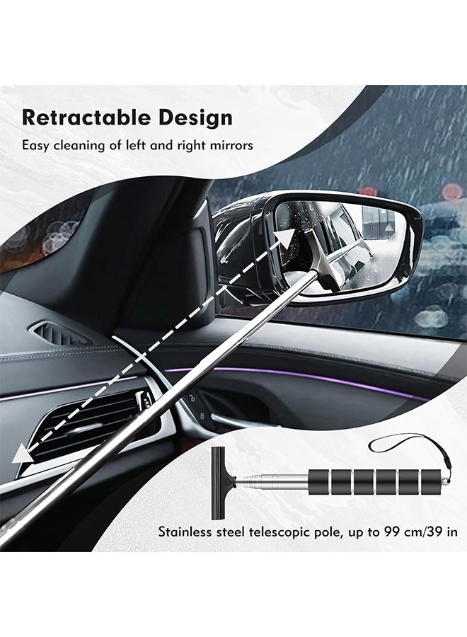 Quantum 2 PCS Car Mirror Squeegee, Retractable Car Rearview Mirror Wiper, Portable Auto Mirror Squeegee Cleaner for Car Mirror Raindrops (Black) - Image 4