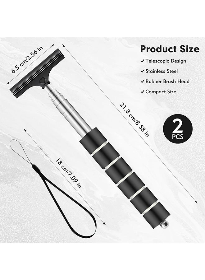 Quantum 2 PCS Car Mirror Squeegee, Retractable Car Rearview Mirror Wiper, Portable Auto Mirror Squeegee Cleaner for Car Mirror Raindrops (Black) - Image 2