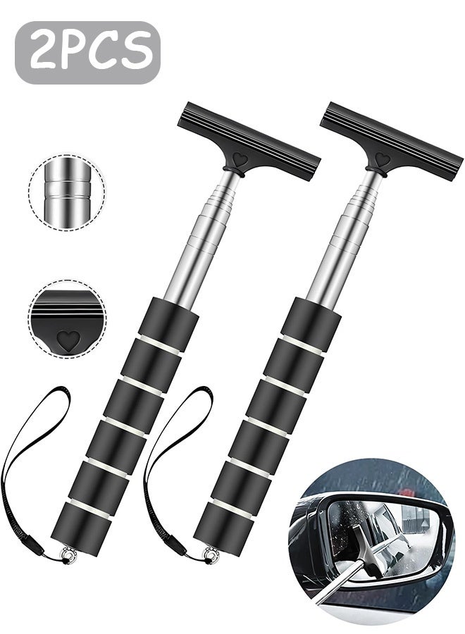 Quantum 2 PCS Car Mirror Squeegee, Retractable Car Rearview Mirror Wiper, Portable Auto Mirror Squeegee Cleaner for Car Mirror Raindrops (Black) - Image 1