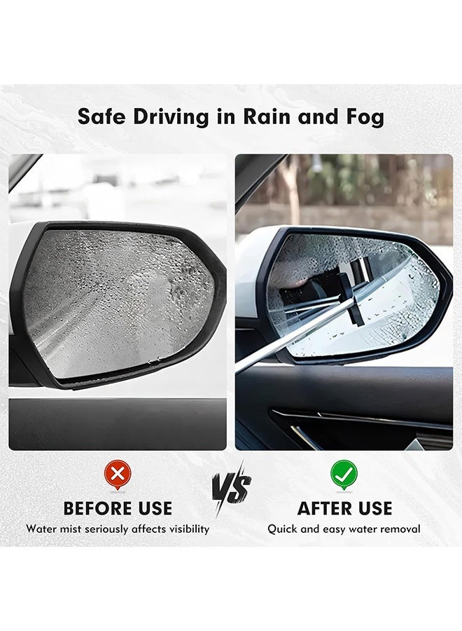 Quantum 2 PCS Car Mirror Squeegee, Retractable Car Rearview Mirror Wiper, Portable Auto Mirror Squeegee Cleaner for Car Mirror Raindrops (Black) - Image 5