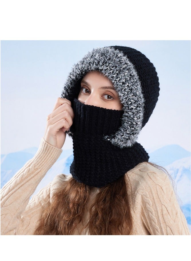 Fleece Lined Knit Beanie Hat - Integrated Neck Gaiter & Face Mask Thermal Ear Protection Winter Hat - Image 2