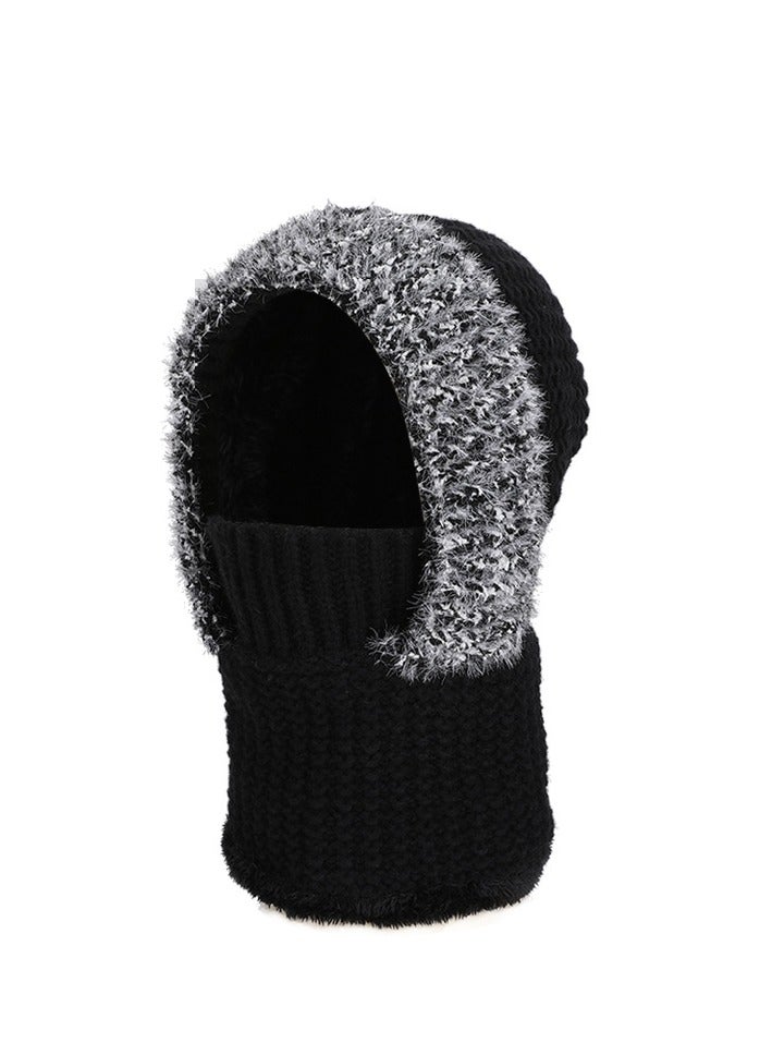 Fleece Lined Knit Beanie Hat - Integrated Neck Gaiter & Face Mask Thermal Ear Protection Winter Hat - Image 1