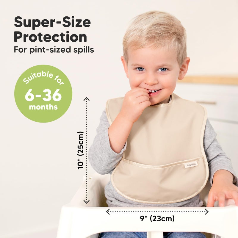 KeaBabies 3-Pack Waterproof Baby Bibs for Eating - Lightweight Toddler Feeding Bibs with Large Food Catcher, Mess Proof, Food-Grade Baby Eating Essentials, Easy to Put On & Clean (Slate) - Image 3