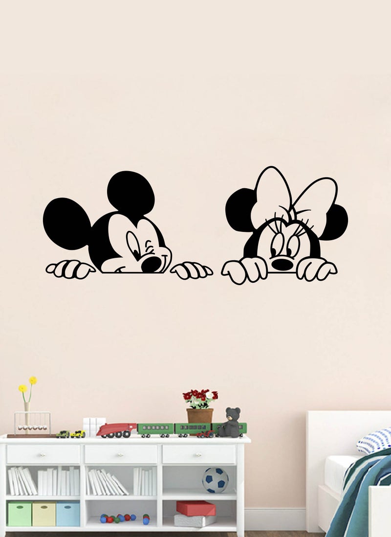 Spoil Your Wall Mickey Mouse And Minnie Mouse Peeking Over Edge Wall Decal - Wall Arts Home Décor - Wall Sticker, 50x20 cm by Spoil Your Wall  - Image 1