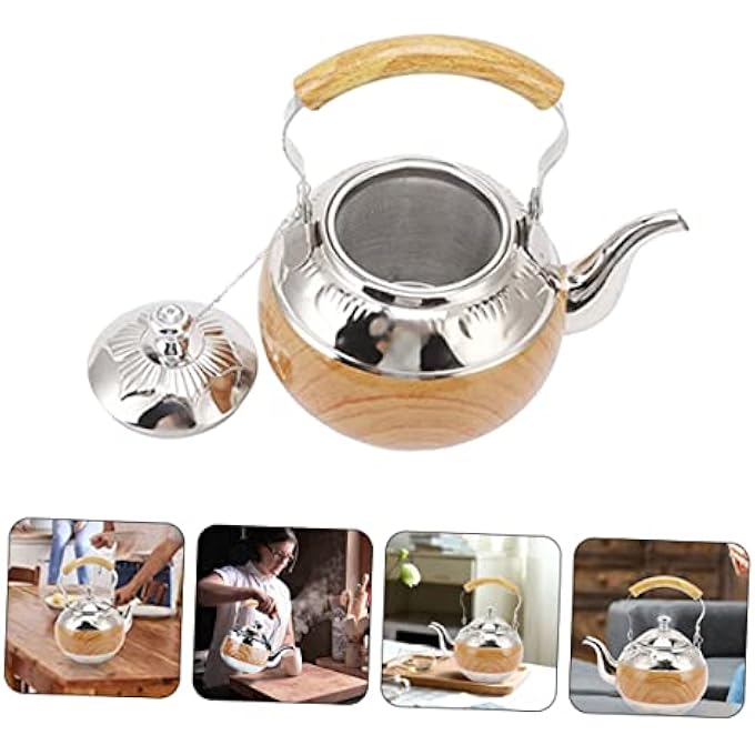 SUPVOX Stainless Steel Teapot Coffee Small Decorative Tea Kettle Gooseneck Kettle Stovetop Tea Kettle Tea Pot For Home Teapots Tea Pots For Stove Top Vintage Teapot Travel Metal Portable - Image 5