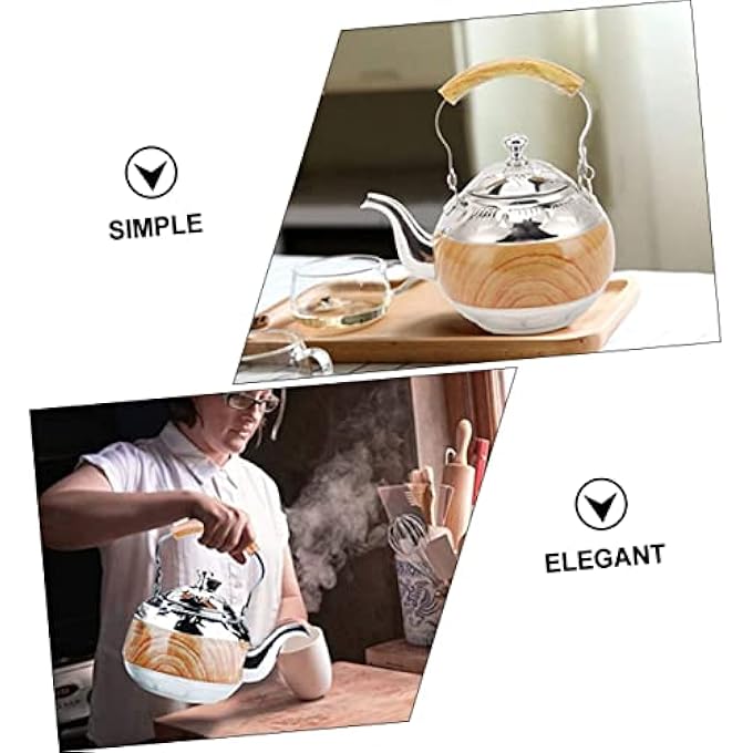 SUPVOX Stainless Steel Teapot Coffee Small Decorative Tea Kettle Gooseneck Kettle Stovetop Tea Kettle Tea Pot For Home Teapots Tea Pots For Stove Top Vintage Teapot Travel Metal Portable - Image 3