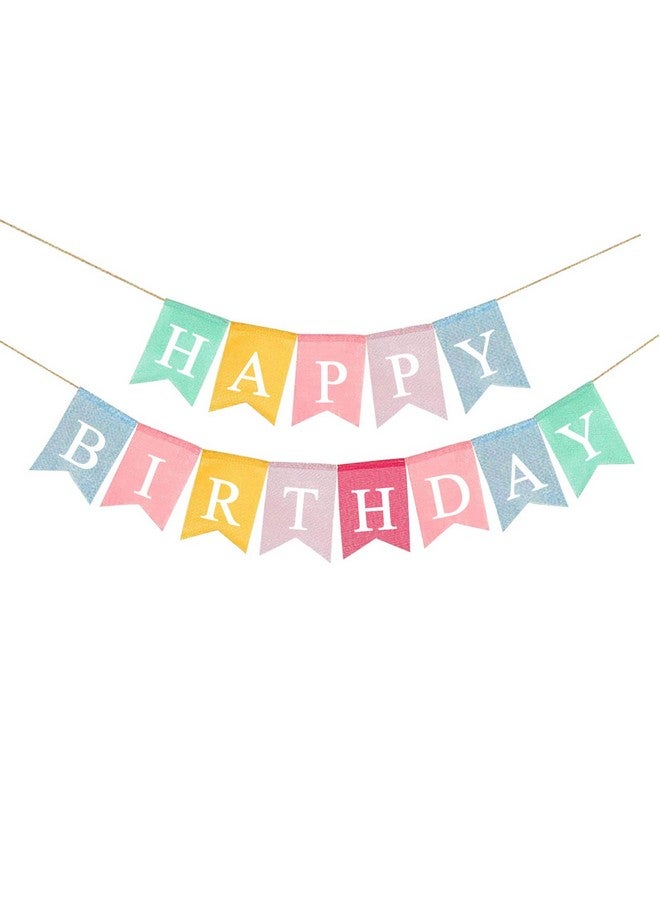 بوتي1583 لافتة عيد ميلاد سعيد، لافتة عيد ميلاد مجمعة قابلة لإعادة الاستخدام من الخيش المقلد، إكليل قوس قزح ملون لديكورات حفلات عيد الميلاد الباستيل - Image 1