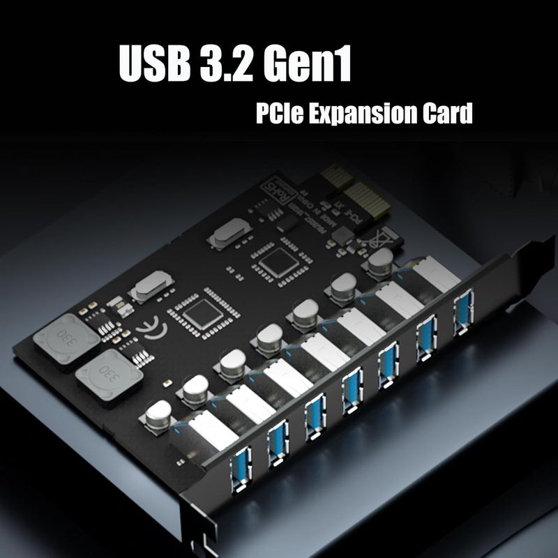 GLOTRENDS GLOTREND U3057 7-Port PCIe USB Expansion Card, 7 Type-A Ports (USB 3.2 Gen 1), Compatible with Windows Linux (Not for Mac OS) - Image 2