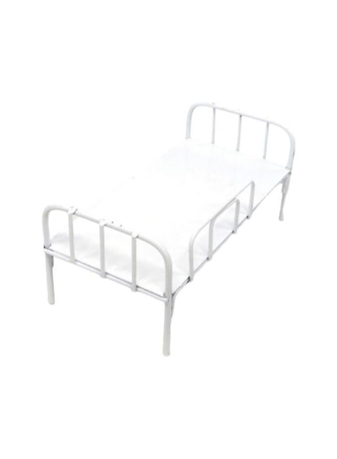 silvercnc Miniature Bed Model Mini Iron Dollhouse Bed Ornament Furniture Dormitory Bed Figurine Crafts Photo Props for Fairy Garden Desktop Decor White - Image 1