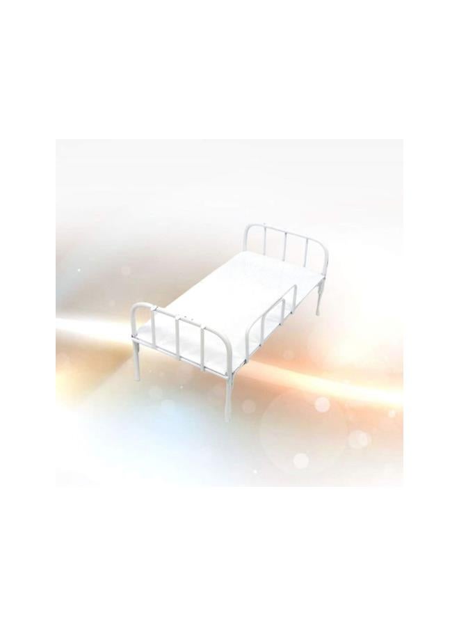 silvercnc Miniature Bed Model Mini Iron Dollhouse Bed Ornament Furniture Dormitory Bed Figurine Crafts Photo Props for Fairy Garden Desktop Decor White - Image 4