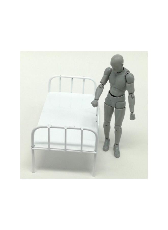 silvercnc Miniature Bed Model Mini Iron Dollhouse Bed Ornament Furniture Dormitory Bed Figurine Crafts Photo Props for Fairy Garden Desktop Decor White - Image 3