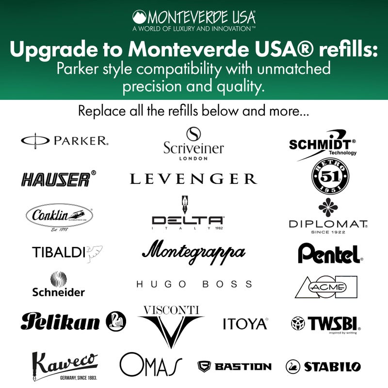 Monteverde إعادة تعبئة جل سيراميك مونتيفيردي بدون غطاء تناسب أقلام باركر الجافة، أزرق/أسود عريض (P443BB) - Image 3