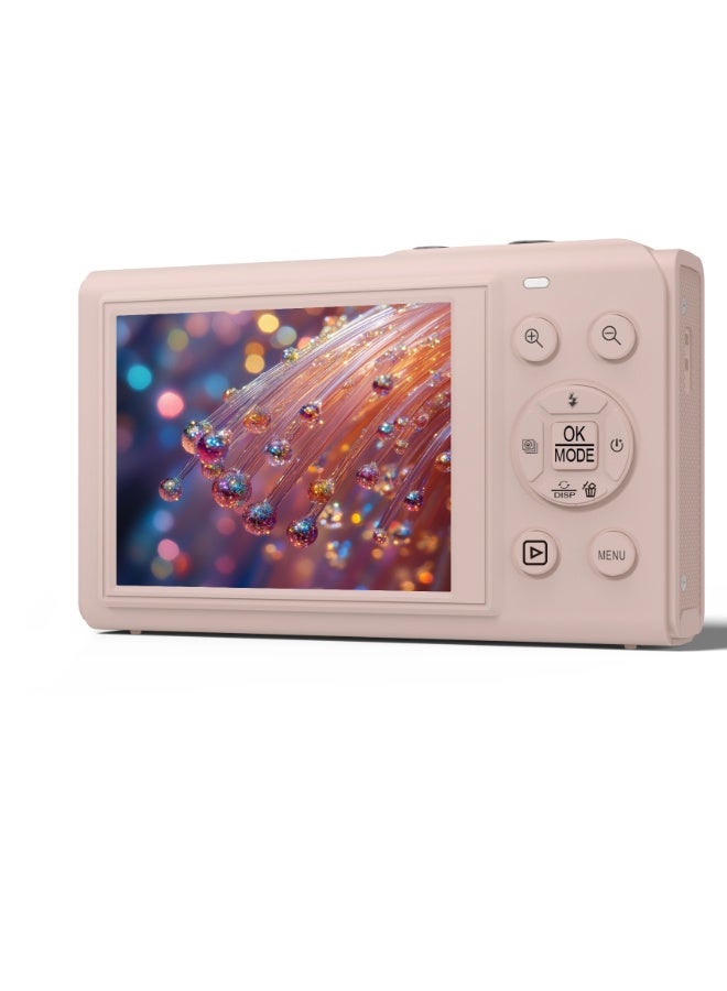 ZONBON Digital camera, 5K portable digital camera, equipped with 128GB SD card,with 3-inch flip screen for vloggers, 18x digital zoom children's camera, suitable for boys and girls, pink - Image 3