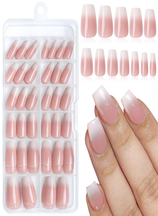 LuckForever 168pc Ombre Press on Nails Short Coffin Fake Nails with Adhesive Tabs, Ombre Nails Press ons Nail Coffin Glue on Nails Short Fake Nail Stick Full Cover Acrylic Nails Artificial Fingernail - Image 1