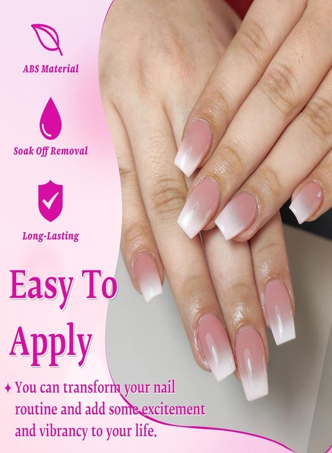 LuckForever 168pc Ombre Press on Nails Short Coffin Fake Nails with Adhesive Tabs, Ombre Nails Press ons Nail Coffin Glue on Nails Short Fake Nail Stick Full Cover Acrylic Nails Artificial Fingernail - Image 2
