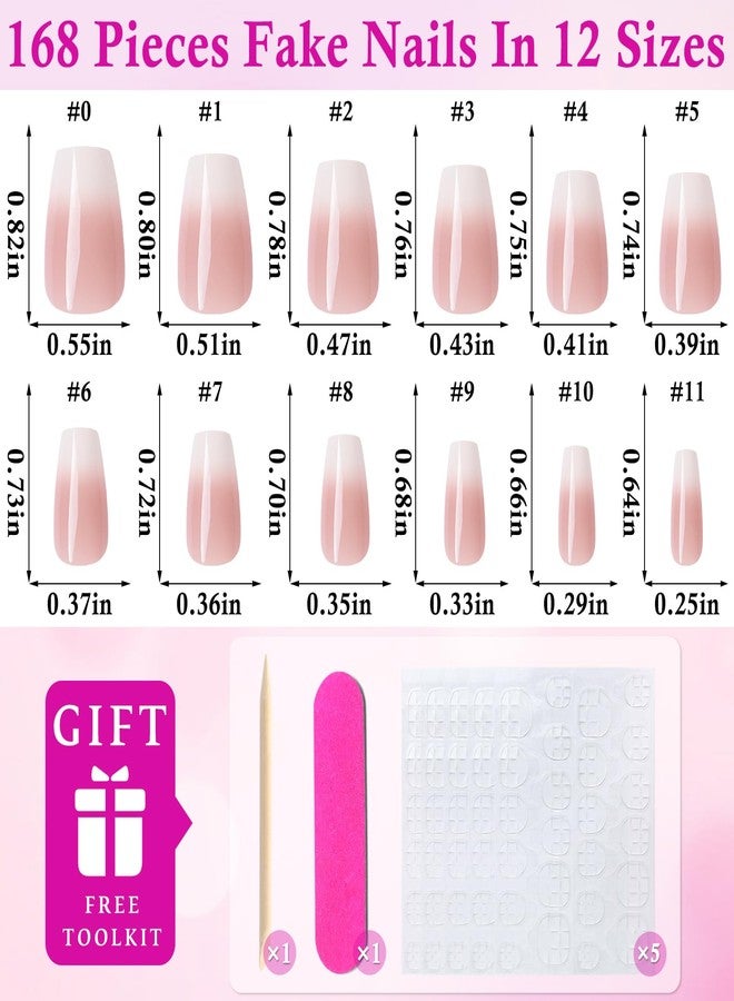 LuckForever 168pc Ombre Press on Nails Short Coffin Fake Nails with Adhesive Tabs, Ombre Nails Press ons Nail Coffin Glue on Nails Short Fake Nail Stick Full Cover Acrylic Nails Artificial Fingernail - Image 4