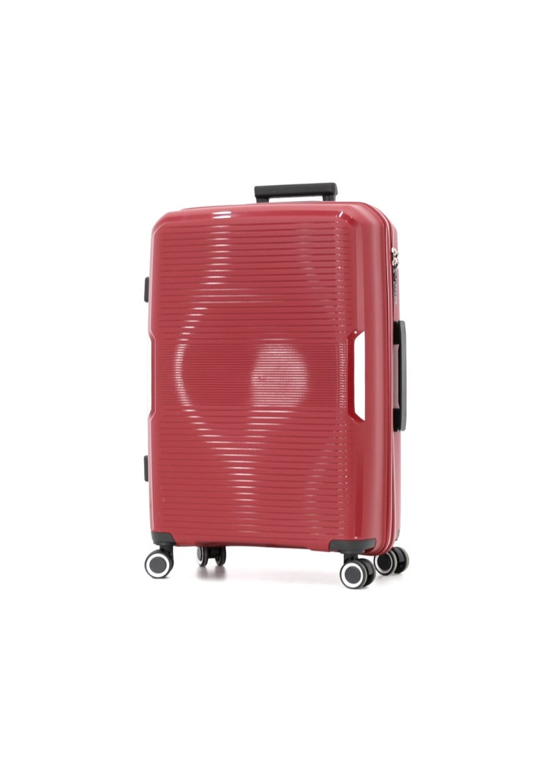 GIORDANO Hardshell Luggage Double Spinner Trolley Bag 3 Pieces Set,Burgundy (S-20",M-24",L-28")  - Image 2