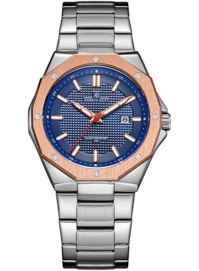 KENNETH SCOTT Men'S Japan Quartz/Ax32 Movement Watch, Analog Display And Stainless Steel Strap