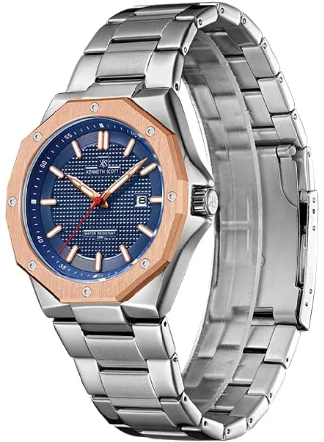 KENNETH SCOTT Men'S Japan Quartz/Ax32 Movement Watch, Analog Display And Stainless Steel Strap
