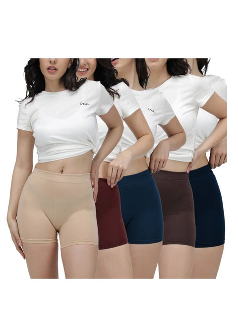 Women's Cotton Skirt Shorts - Pack of 6 (Assorted Color)