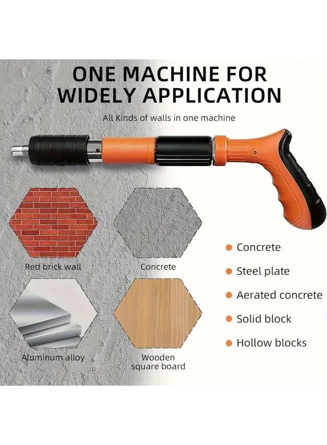Orange Manual Mini Nail Gun Heavy Duty Concrete Wood 5 Speed Power Adjustment DIY Woodworking - Image 1