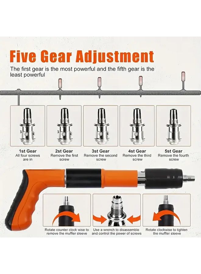 Orange Manual Mini Nail Gun Heavy Duty Concrete Wood 5 Speed Power Adjustment DIY Woodworking - Image 4