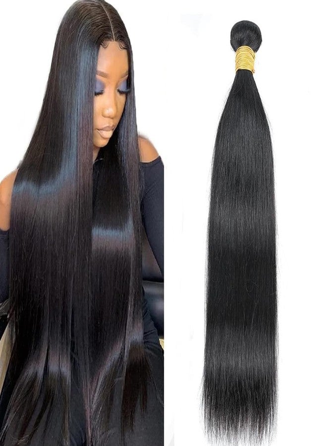 AUTTO Brazilian Human Hair Bundles Straight Human Hair Single Bundle 16inch 100% Unprocessed Virgin Human Hair Straight Quick Weave Raw One Bundle Deals Natural Black - Image 1