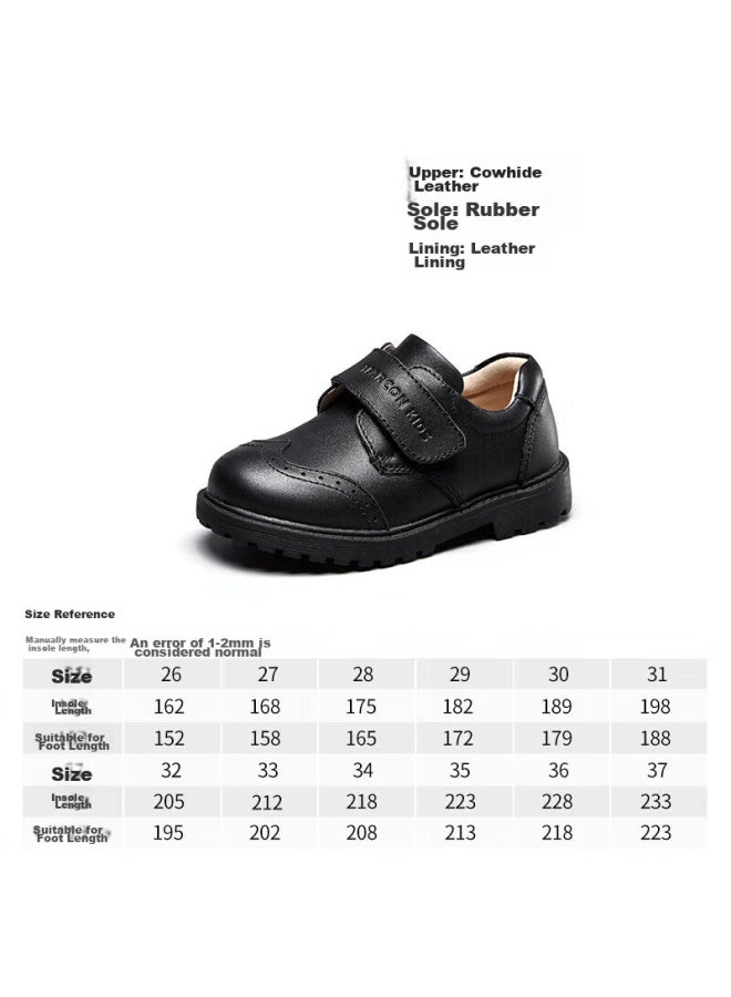 YEARCON Yierkang Children's Leather Shoes For Boys, Summer Black Top-grain Leather Student Shoes, Boys' Performance Shoes, Black, Size 37 - Image 4