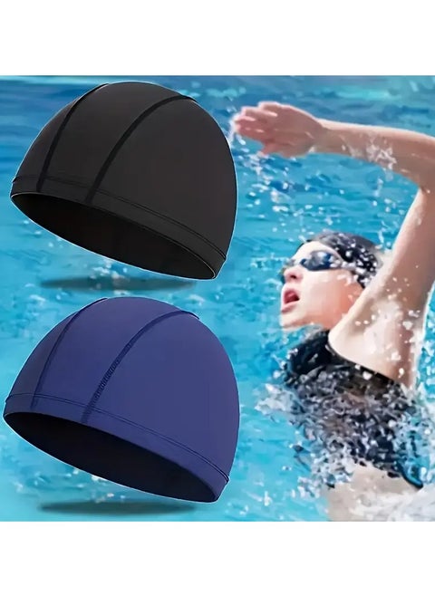2pcs Breathable Elastic Swimming Cap with Non-Slip Design and Ear Protection for Men and Women - Perfect for Pool, Beach, and Summer Fun